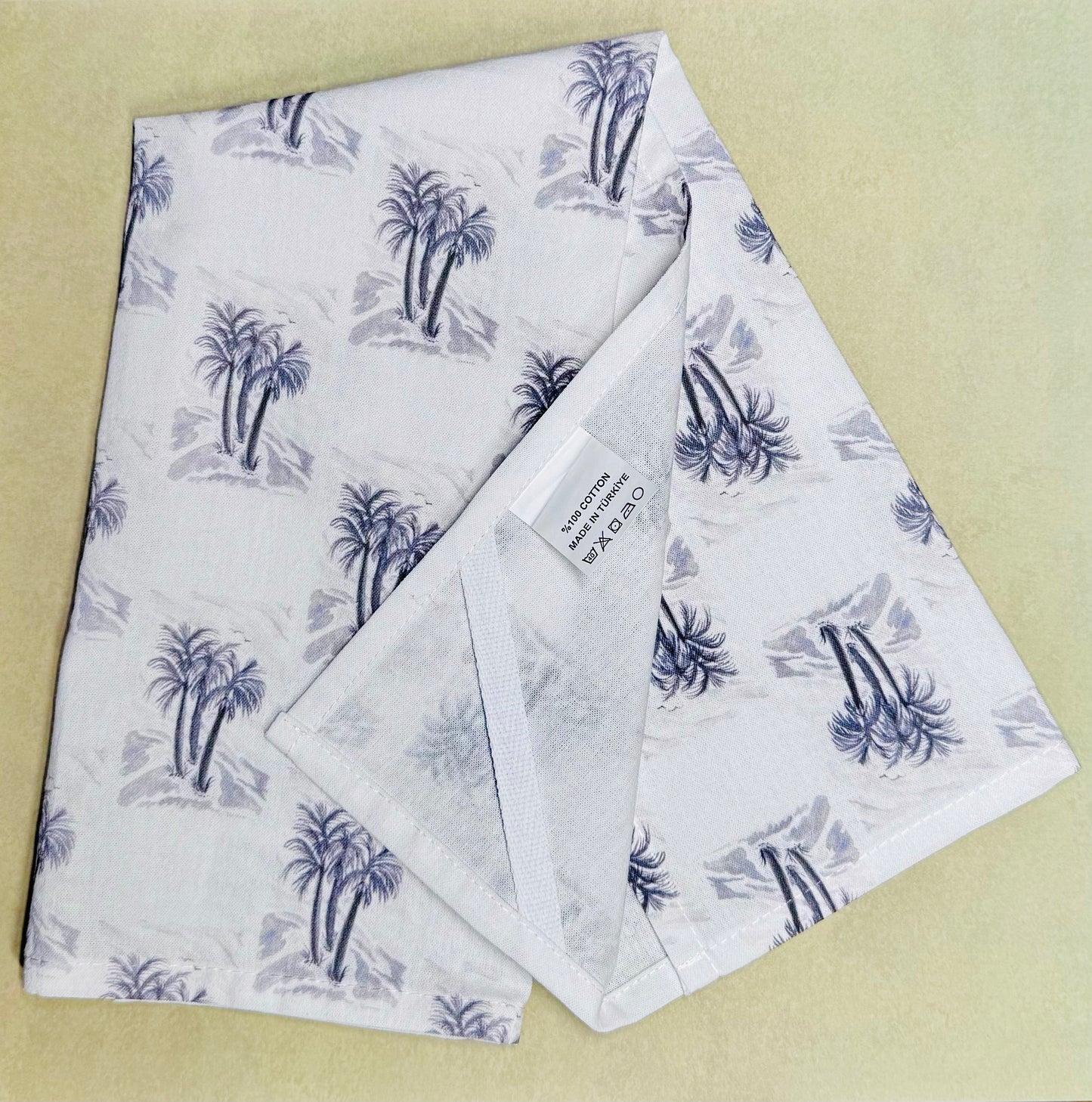 'Payne's Grey Palms', patterned 15x20" Cotton Tea Towel