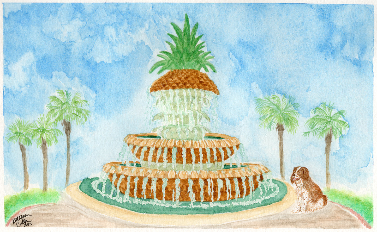 Charleston Pineapple Fountain - Giclee Art Print