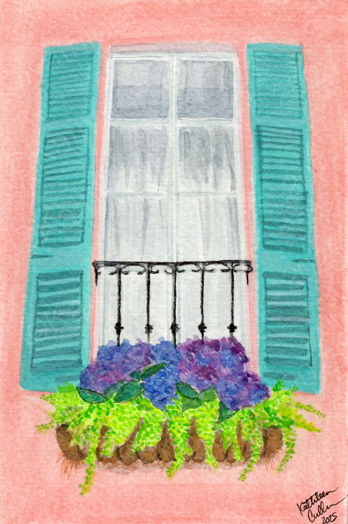 Hydrangea Window Box - Giclee Art Print