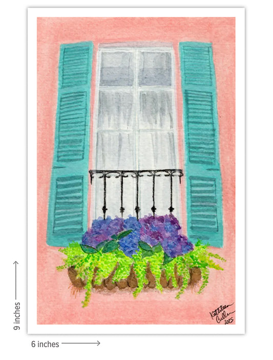 Hydrangea Window Box - Giclee Art Print