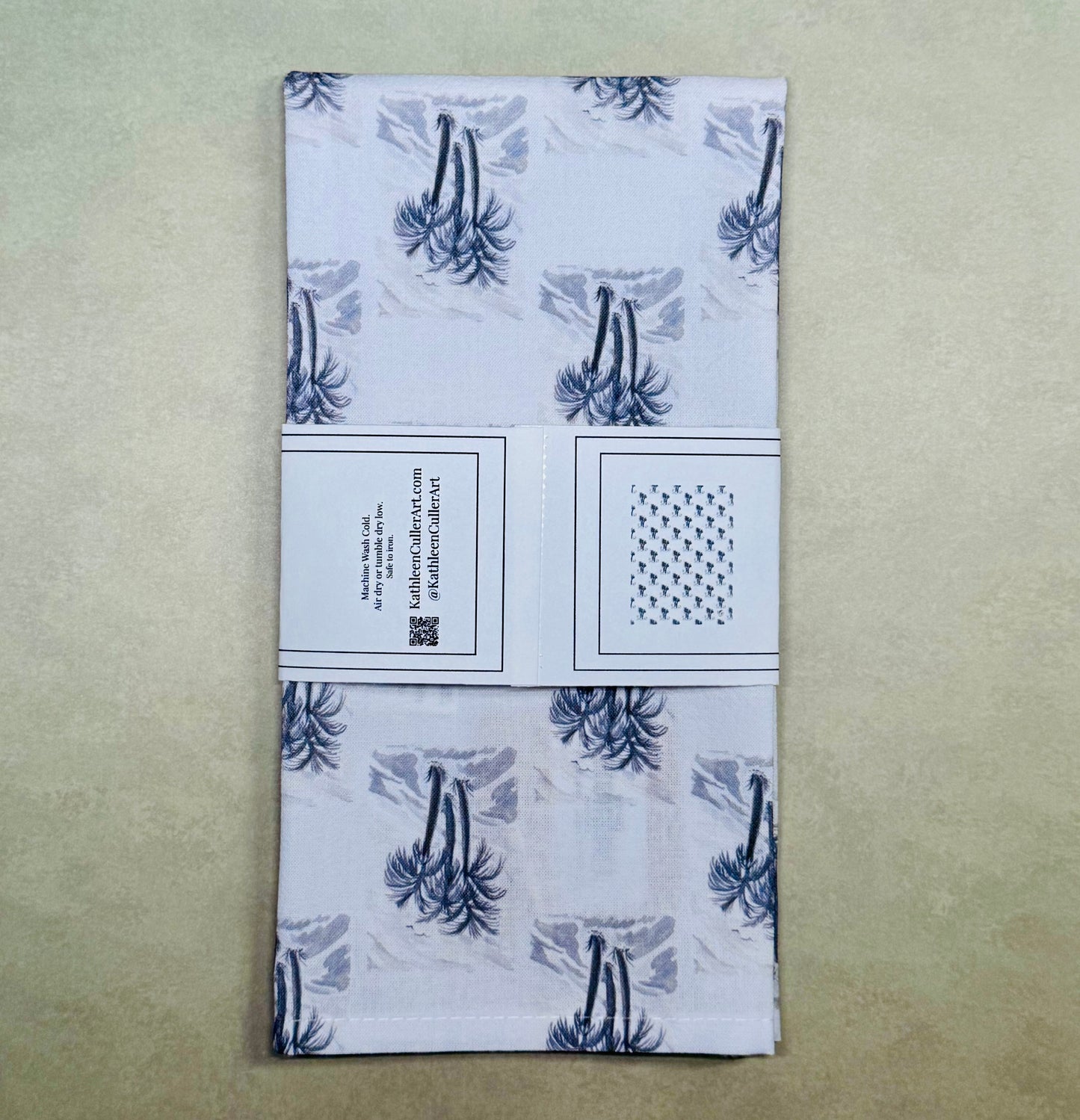 'Payne's Grey Palms', patterned 15x20" Cotton Tea Towel