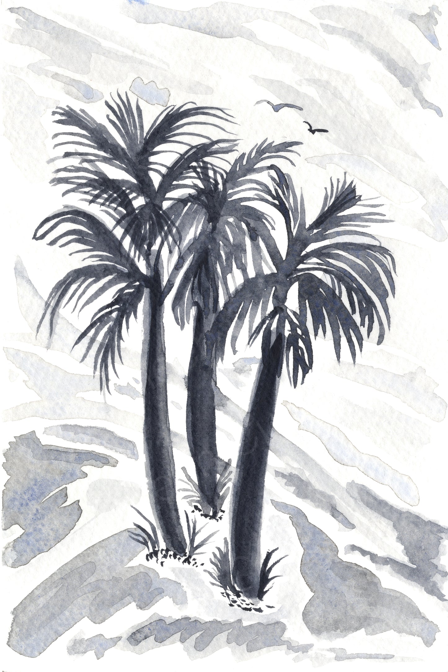 Payne's Grey Palms - Giclee Fine Art Print
