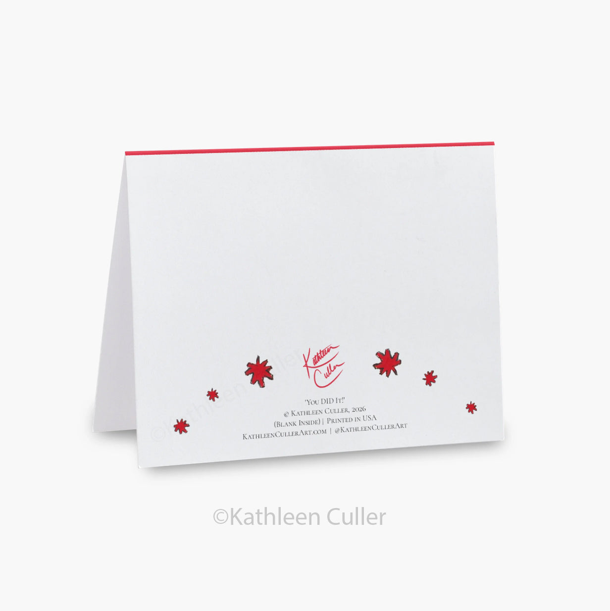 White card with red star designs and text on a white background